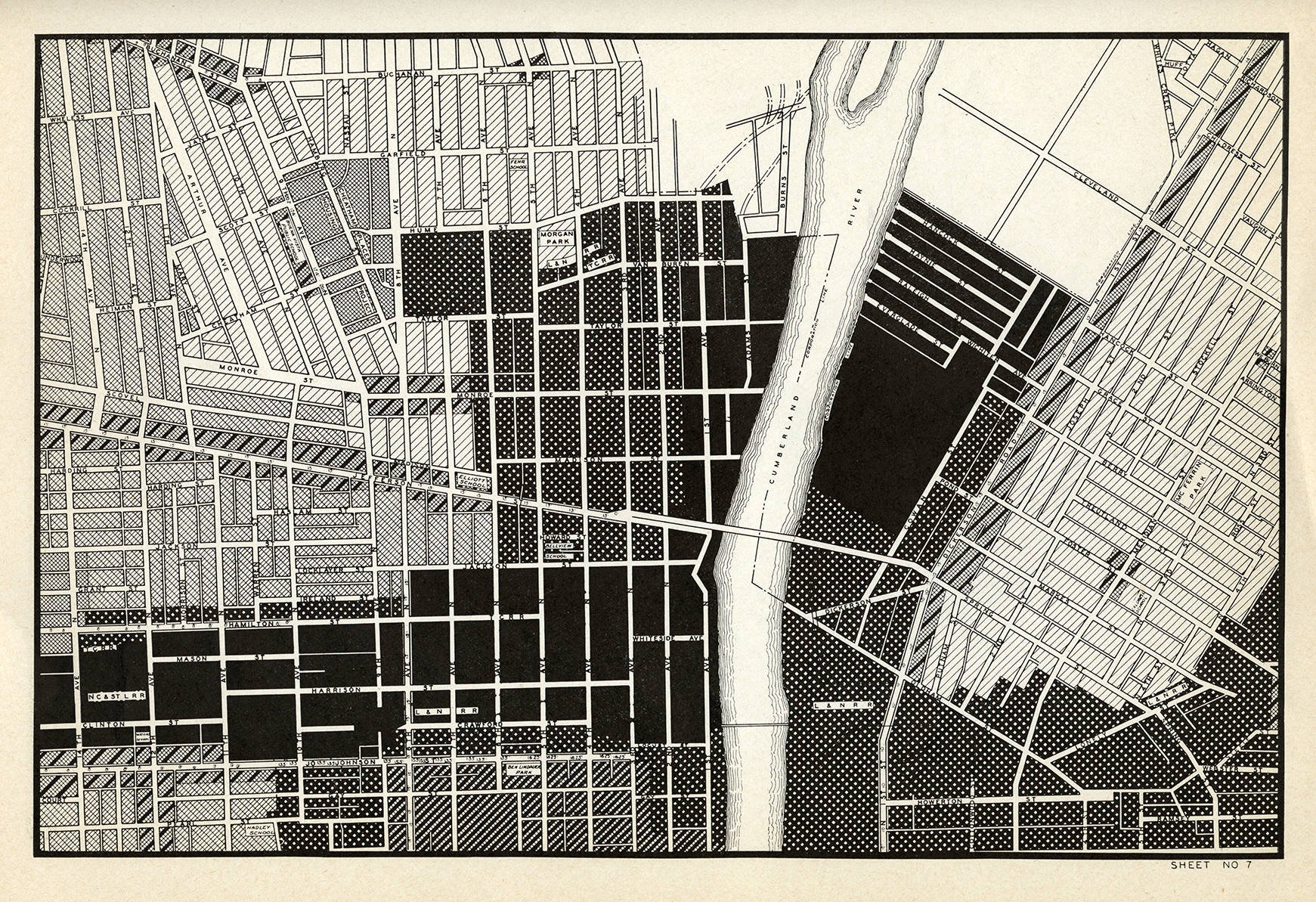 1933 Nashville zoning map showing expulsive zoning patterns