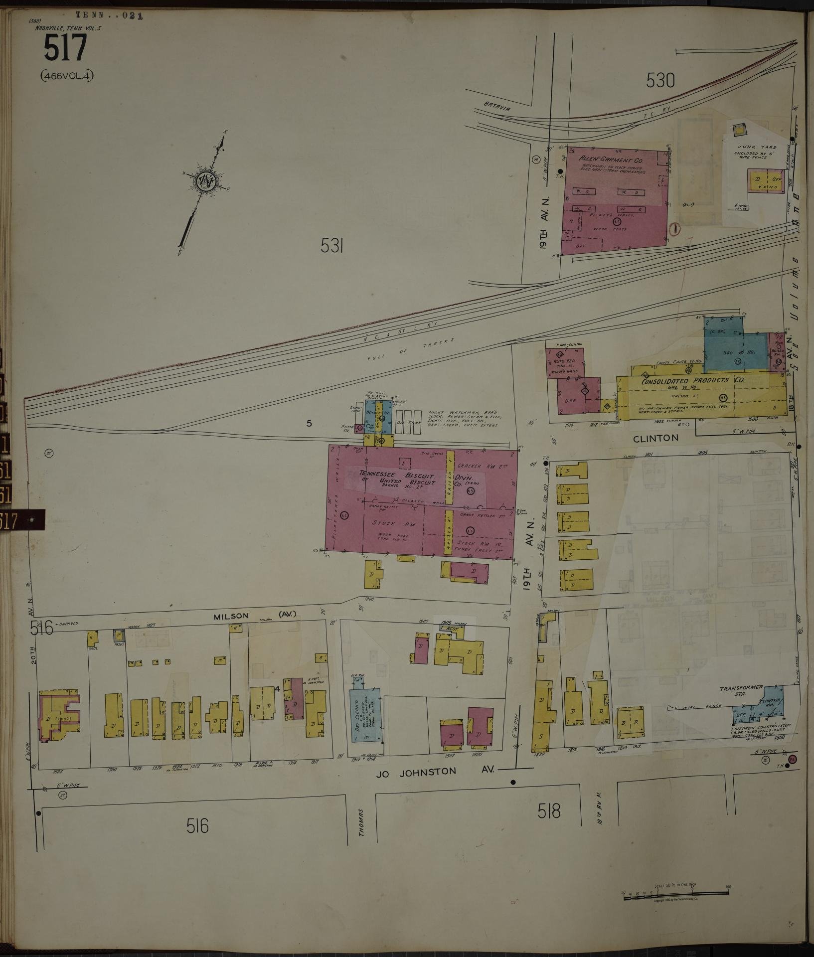 1951 Sanborn Fire Insurance map showing intrusion of commercial uses