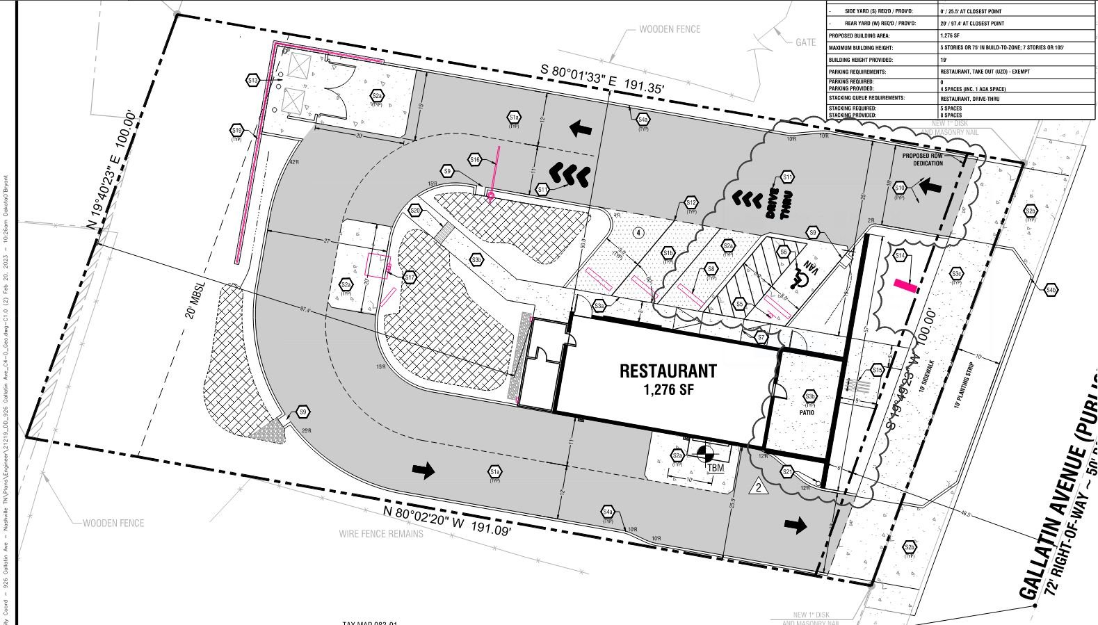 Building permit drawing, including the false facade
