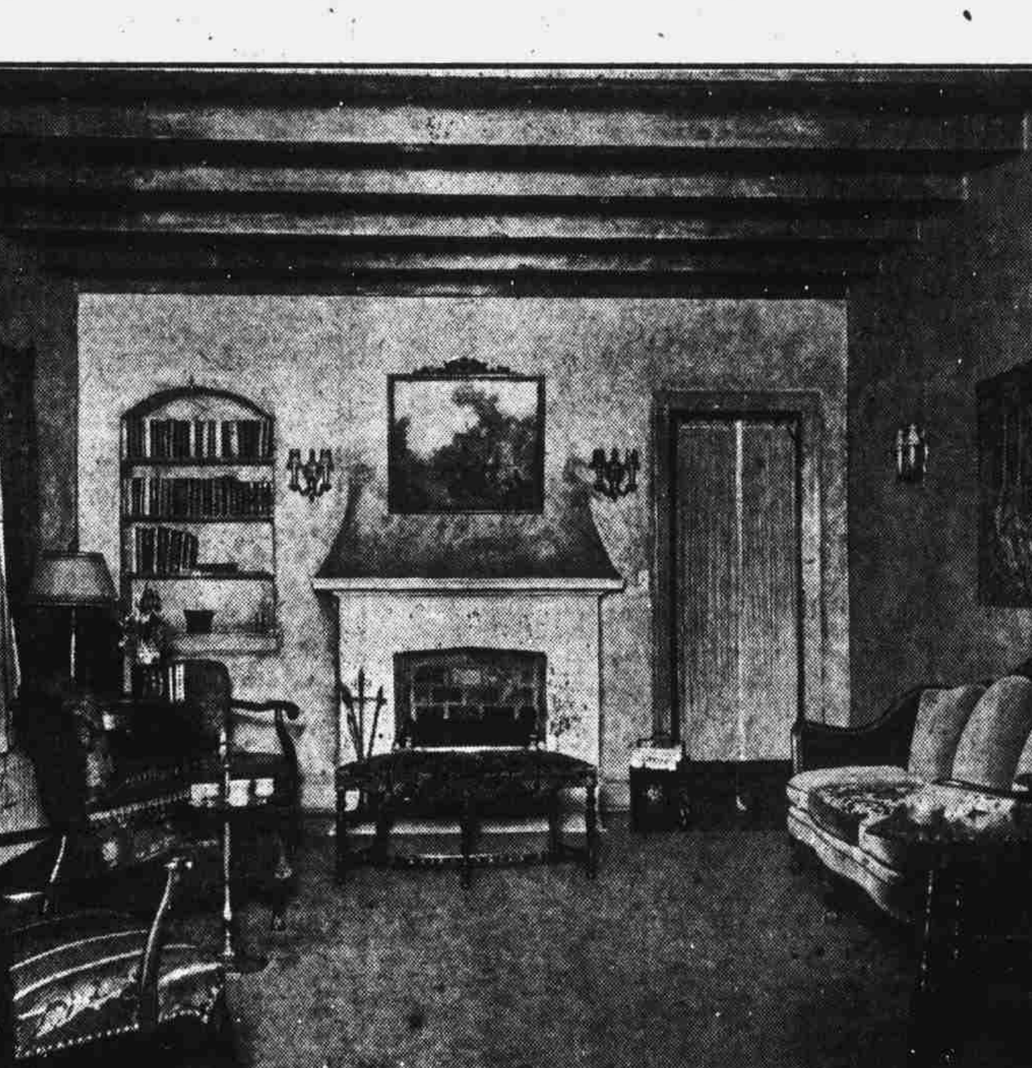The Tennessean Model Home living room in a 1927 newspaper photograph